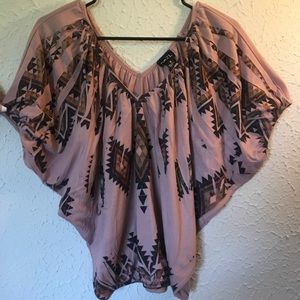 Rue 21 taupe color tribal design shirt